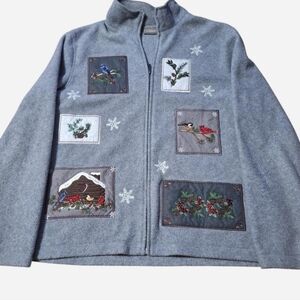 Croft Barrow Medium Full Zip Fleece Jacket Winter Cardinal Cozy Granny Grandma